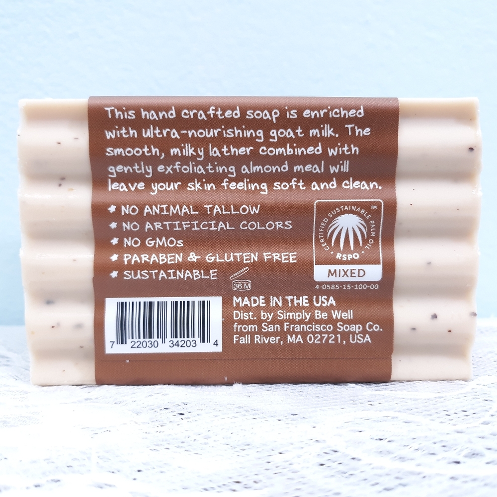 6 Goat Milk Bar Soap Simply Be Well Exfoliating Almond Clean and Caprine - Picture 4 of 7